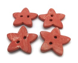 CELESTIAL BUTTONS, STAR Sewing Buttons 4 Pc Large Handmade Ceramic 2 hol... - $23.97