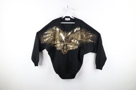 Vintage 90s Streetwear Womens 2XL Distressed Sequin Fox Face Crewneck Sweatshirt - £39.52 GBP