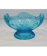 Northwood Blue Opalescent Glass Wild Bouquet Berry Bowl 5 1/4&quot; X 3&quot; - £23.38 GBP