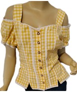 Sexy Cute Germany Volkshife Cold Shoulder   Striped Cami Tank Top Yellow... - $237.82 MXN