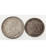 1893-1918 Canada 5 Centimes &amp; 10 Pièce de Monnaie plein 2, Vf-Xf , Km 2 &amp; - €45,02 EUR