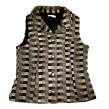 Medium Christopher and Banks Brown Plaid Vest Classic Career Business Lined - $30.84