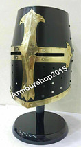 Medieval Knight Armor Crusader New Templar Helmet Helm with Mason&#39;s Brass Cross - £74.02 GBP