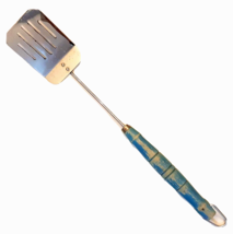 Slotted Metal Spatula distressed Faded Blue Wood Handle 17&quot; long Kitchen... - £12.35 GBP