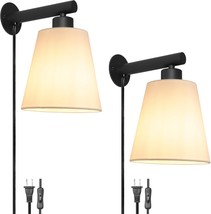 Plug In Wall Sconces Set Of Two, Wall Lamp With Plug In Cord, Black Wall... - $969.09 MXN