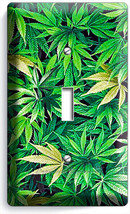 Green Cannabis Leaf Marijuana Single Light Switch Wall Plate Man Cave Room Decor - £9.58 GBP