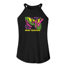 MTV 90&#39;s Vibes Logo Women&#39;s Rocker Tanktop Neon Animal Print Tiger Vintage Music - £19.81 GBP+