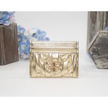 Tory Burch Gold Metallic Ruched Leather Kira Quilted Card Case Mini Wall... - $148.01