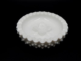 Fenton Milk Glass Dogwood Flower Hobnail Ashtray Trinket Dish Pipe 6 Inch Round - £19.05 GBP