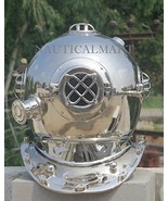 NauticalMart 18&quot; U.S Navy Mark V Chrome Finish Sea Diving Divers Helmet - £313.10 GBP