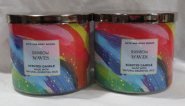 Bath &amp; Body Works 3-wick Scented Candle Lot Set of 2 RAINBOW WAVES - £52.04 GBP