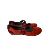 SUNDANCE Catalog Womens Shoes Orange Suede Embroidered Mary Janes Flats ... - $33.59