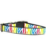 Zebra Rainbow Nylon Ribbon Dog Collars Large - $42.80 CAD