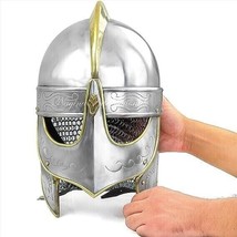 Medieval Barbuta Visored Brushed Steel Knights Templar Crusaders Armour Helmet | - £81.51 GBP