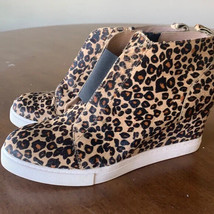 $140 LINEA PAOLO leopard sneaker 9.5 FELICIA wedge calf hair athletic bootie - £16.88 GBP