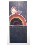 Vintage Hallmark Card Hippie Girl on Top of Rainbow Denim Jean Print 1970s - £7.89 GBP