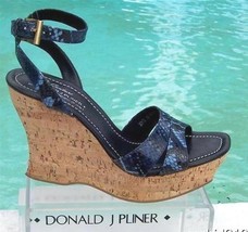 Donald Pliner Couture Hand Carved Cork Pitone Leather Wedge Shoe New 11 ... - £89.15 GBP