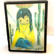 Vintage DeGrazia Signed Wooden Refrigerator Magnet 2 x 1.75&quot; - £8.35 GBP