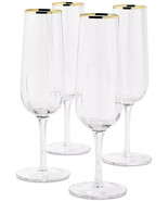 MARTHA STEWART COLLECTION Optic Champagne Flutes, Set of 4 NEW - £15.71 GBP