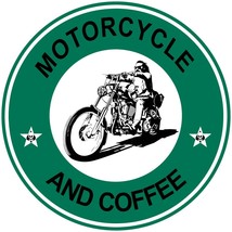 Motorcycle Hog Chopper  and Coffee 4&quot; Wide Multi-Color Vinyl Decal Sticker - $4.04