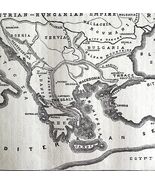 1880 Map Turkish Empire Greece Egypt Syria Thrace Victorian Wood Engravi... - $39.99