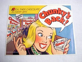 1986 Color Cartoon Ad Chunky Chocolate Nestle Foods Chunk&#39;s Back - $7.99