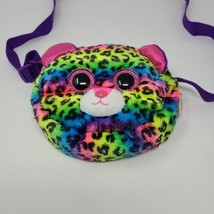 TY Gear Dotty Leopard Print Plush Bag Messenger Multicolor Rainbow Adjustable - £15.81 GBP