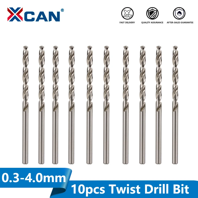 XCAN 10pcs 0.3-4.0mm High Speed Steel Mini Twist Drill Bit Set For Dremel Rotary - $160.34