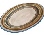 LOS COLORES by Tabletops Unlimited Oval Plater 16&quot; Cream Multicolor Bands - £31.07 GBP