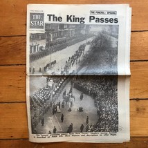 Vintage The Star Newspaper Feb 15 1952 King George VI - $25.73