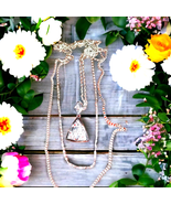 Stunning Vintage three chain layer silver necklace~double triangle pendant - $51.57 CAD