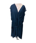  CJ Banks Navy Blue Chiffon Wrap Dress Plus Size 2X Boho Party - $560.50 MXN