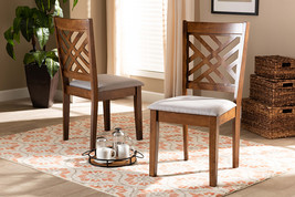 Iden Gray Fabric Upholstered and Walnut Brown 2Pc Dining Chair Set - $3,097.21 MXN