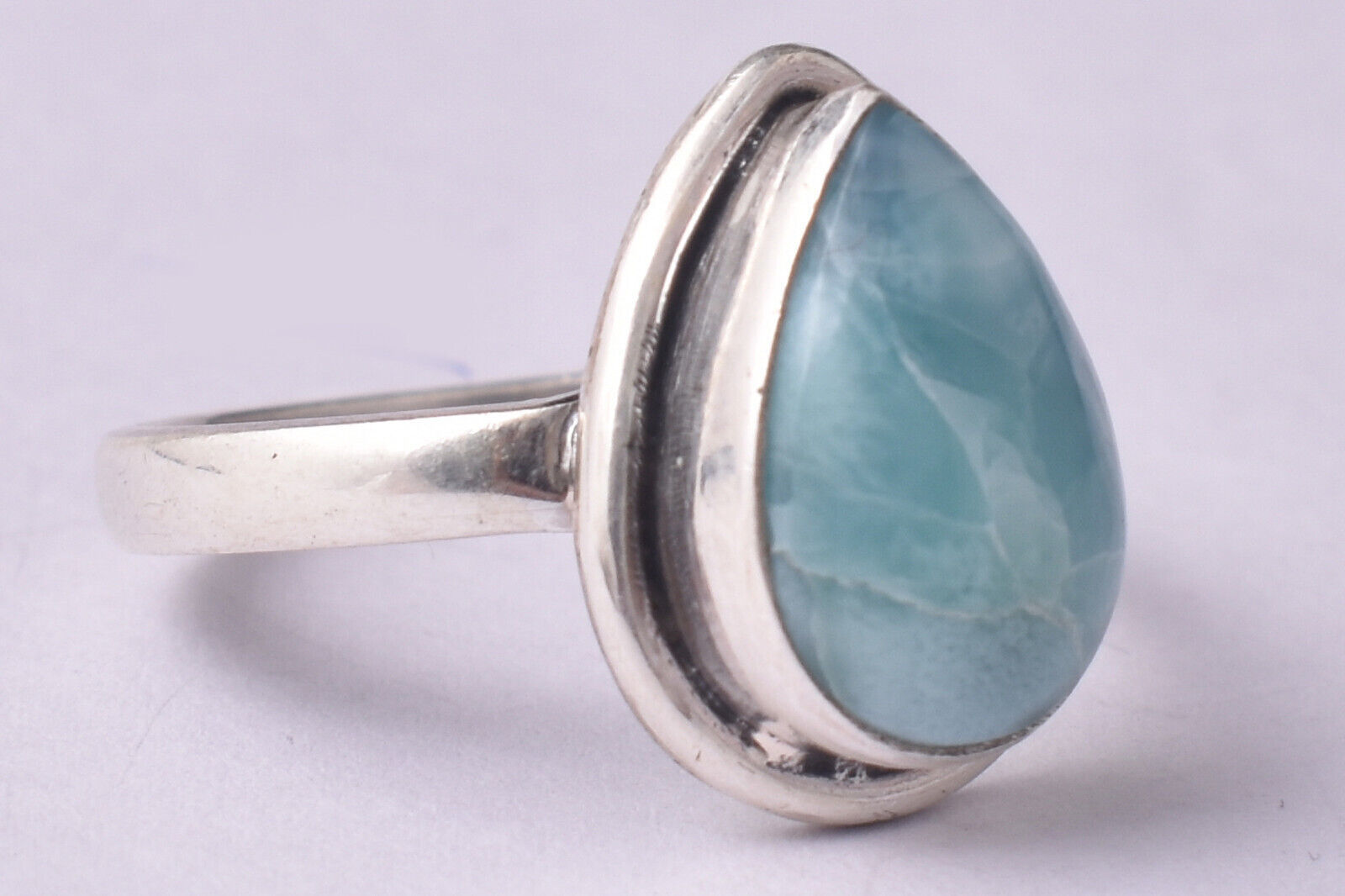 Primary image for 925 Argent Sterling Larimar Pierre or Rose / Plaqué Or Bague Mariage GRS1309