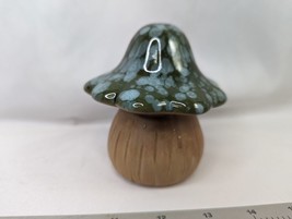 Ceramic Mushroom Figure 4 Inch Green Top Matte Base - $12.95