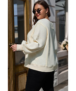 White Solid Color Waffle Knit Drop Shoulder Plus Size Sweatshirt - $607.80 MXN