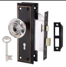 Mortise Lock Set Interior Door, Glass Door Knobs with 1 Pack Oil Rubbed Bronze - £23.20 GBP