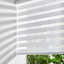 Persilux Blackout Cordless Zebra Blinds for Windows (46&quot; W x 72&quot; H, Whit... - $59.39