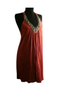 Charming Charlie M L Dress beaded bodice mini Racerback Tank burnt orange - $20.00