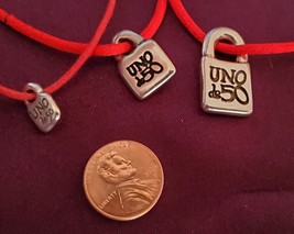 Uno De 50 Silver Tone Padlock Logo Red Luck Bracelet Charm 3 Sizes Avail... - €9,55 EUR+