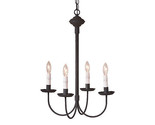 4 Arm GRANDVIEW CHANDELIER - Textured Black Metal Candelabra USA Handcra... - £289.12 GBP