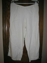 EILEEN FISHER Shapely Simple White Linen Rayon Wide Leg Trousers Pants M Medium - £35.02 GBP