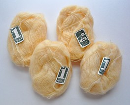 156g Lot 4 Cakes Pale Yellow Reynolds No. 1 Mohair Blend Yarn France Ball VTG - £17.03 GBP