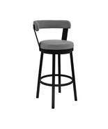 26&quot; Gray And Black Iron Swivel Counter Height Bar Chair - $6,689.13 MXN