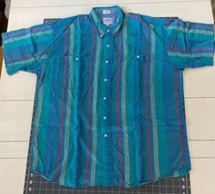 VTG Chaps Ralph Lauren Shirt Green Blue Purple Striped Short Sleeve Men’s XL - £14.15 GBP