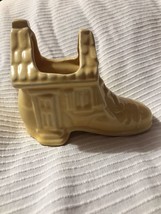 Vintage Yellow Pottery Shoe House Planter 3.25” Tall - £15.06 GBP