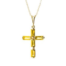 Galaxy Gold GG 14k Solid Gold 18&quot; Necklace with Citrines Cross Pendant - £274.09 GBP