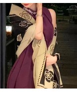 Scarf imitation cashmere camellia wrap thickened warm Rectangular polyes... - $25.79 CAD
