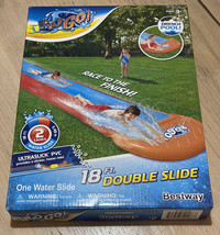 18&#39; Ft Double 2 Lane Slip N Water Slide  Drench Pool Ultraslick PVC Summer Fun - £14.76 GBP