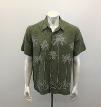 Croft &amp; Barrow Tropical Bamboo Print Green Floral Print Men Shirt Size XXL - £8.59 GBP